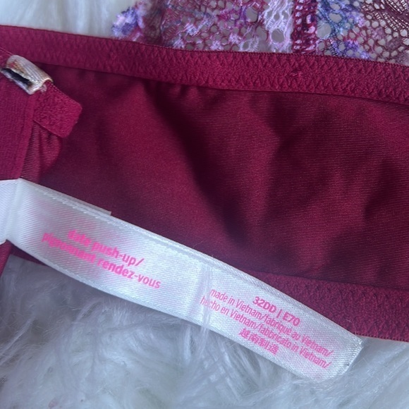 PINK BY VICTORIA SECRET Date push Up Racerback front clasp floral lace 32DD - Picture 9 of 11